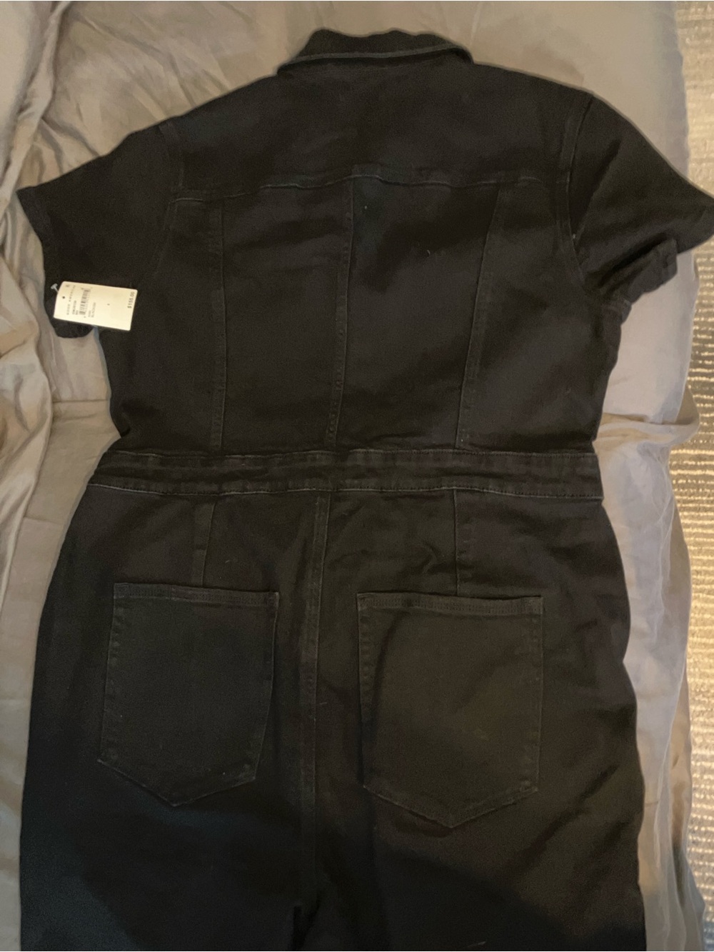 Good American Zip Up Black Denim Jumpsuit - Picture 5 of 8